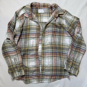 American Eagle 100% Cotton Plaid Flannel Button Up Shirt Multicolor Size M